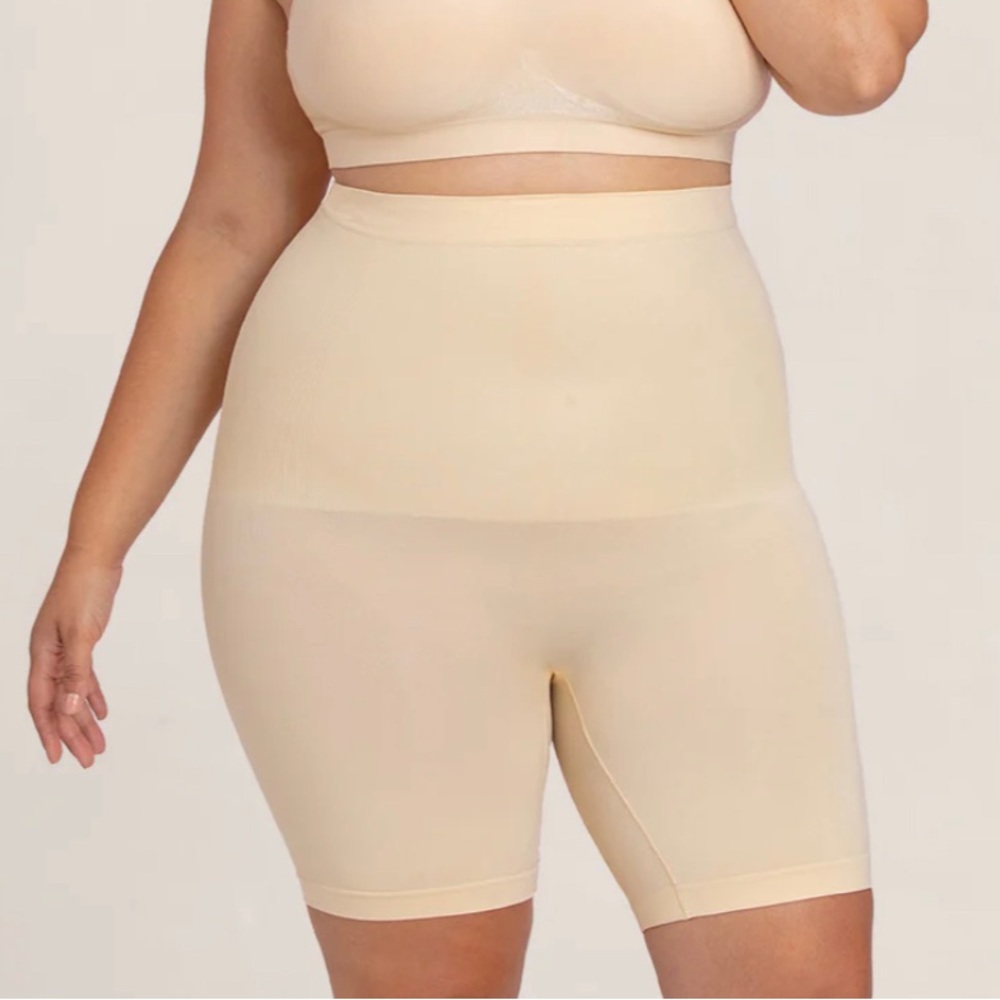 Shapermint Essentials All Day Every Day High-Waisted Shaper Shorts-Beige-XL/2XL